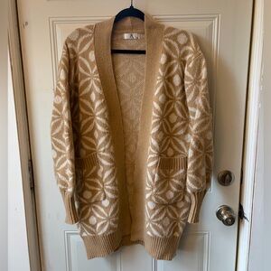 AZI Abstract Floral Geometric Knit Cardigan